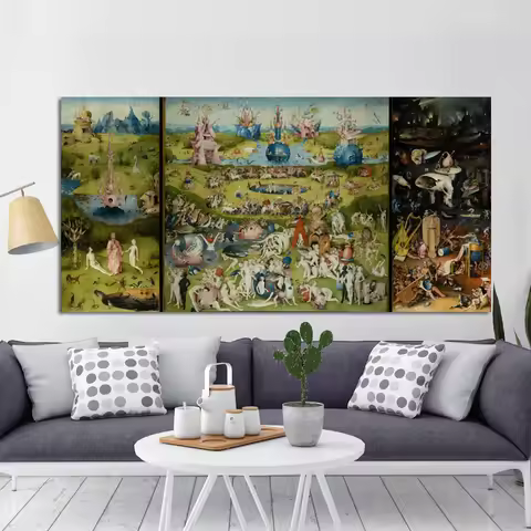 Bosch Hieronymus The Garden of Earthly Delight Poster, Classical Famous Painting Prints Wall Art Can