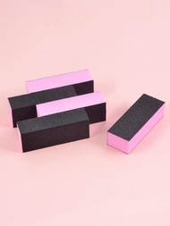 Pulidora de uñas, bloque de lijado, lima pulidora, grano 60/100 para kit de arte de uñas acrílicas, herramientas de manicura, 3 piezas (negro rosa)