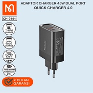 Mcdodo Ch-2141 Dual Port Charger Adapter Head Fast Charging Type C 47W Samsung Oppo Vivo