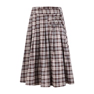 Weekend hub | Vintage Coffee-colored Plaid Mid-Length A-Line Skirt
