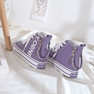 Side-Zip High-Top Canvas Shoes - Women's 2024 Spring Fashionable Sneakers