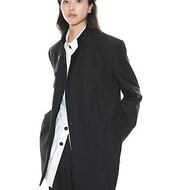 中式立領飄帶西裝黑色復古中山裝男女西服外套