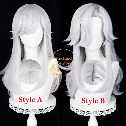 2 Styles Sumeru Cyno Cosplay Wig 60cm Long Silver White Anime Wigs Heat Resistant Synthetic Hair Hal