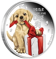 2018年 圖瓦盧 狗年 生肖寶寶 彩色精鑄銀幣 (1/2盎司)