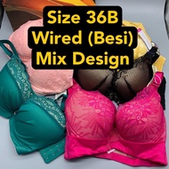 Ladies Bra Size 36B Wired Cotton Lace Wanita Baju Dalam Besi 3D Lace Bra Full Cup Ice Silk Stretchab