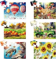 Liliful 6 Pcs 12.6 x 9.45 Inch Large Piece Dementia Puzzles for Seniors Alzheimer Puzzles Jigsaw Puz