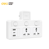 Deli ปลั๊กไฟ ปลั๊กแปลง อแดปเตอร์ USB ชาร์จเร็ว MAX 10A 2500W ทนความร้อนได้ 750องศา Universal Adapter