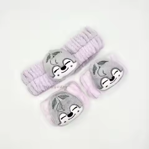 New SKZOO headband and wristband set Straykids with plush facial wash around, cute hair tie