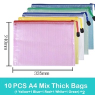 5/10 Pcs Stationery Storage Folder File Mesh Zipper Pouch A4 A5 A6 Document Bag Zip File Folders Sch