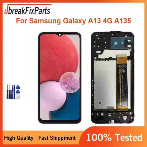 For Samsung Galaxy A13 4G A135 SM-A135F A135M LCD Display Touch Screen Frame