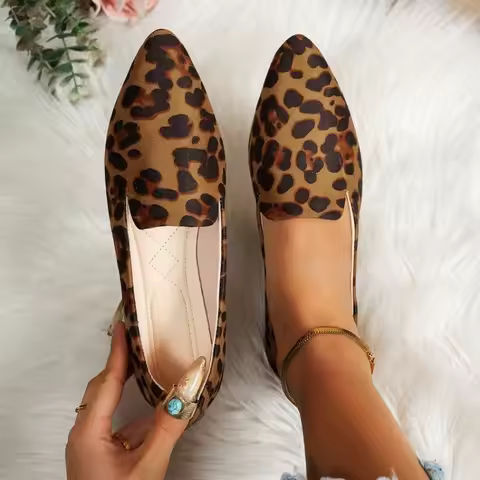 Loafers Flats Leopard Pointed Toe Casual Women Shoes New Comfortable Walking Mujer Zapatos:Wear-resi