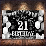 YE Silver-black 21st birthday Theme decoration Celebrate Party Photography Backdrop Background Cloth