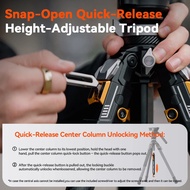 Great texture COMAN T1SV5 4 Sections Snap Open Carbon Fiber Tripod Professional Tripod for Video Cam