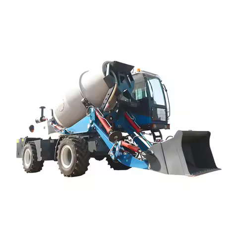 Self-loading 1-5m Compact Drum Concrete Mixer Truck with High Load Moment Four-wheel Drive Engine & 