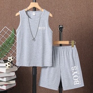เด็กชายก่อนวัยรุ่น กราฟฟิค ตัวอักษร เสื้อกล้าม & กางเกงขาสั้น
