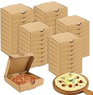 RHBLME 50 PACK Mini Pizza Boxes, 3.5 x 3.5 x 0.8 Inch Small Pizza Boxes Lock Corner Clay Coated Thin