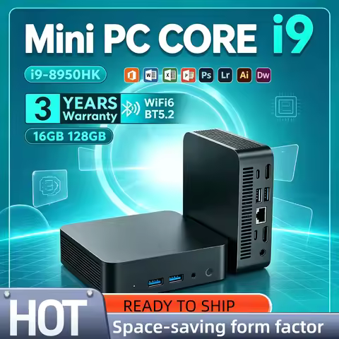 Intel Core i9 8950HK Mini PC 16GB RAM 1TB 2TB SSD M.2 WiFi 6 BT5.2 Low Power NVMe Desktop Computer P