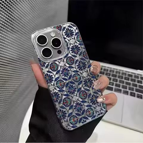 Blue Plant Case for IPhone 17Pro Max 16 15 14 13 12Mini 11Pro 15Plus Shockproof Cover Screen Protect