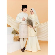 FULL SET BAJU PENGANTIN LELAKI PEREMPUAN | BAJU NIKAH | BAJU KAHWIN SOFT CREAM PLUSSIZE - AMANI MOFF