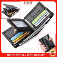 ♝READY STOCK♝Multi-card Slots and With Coin Mens Short Trifold Wallet for Men Leather