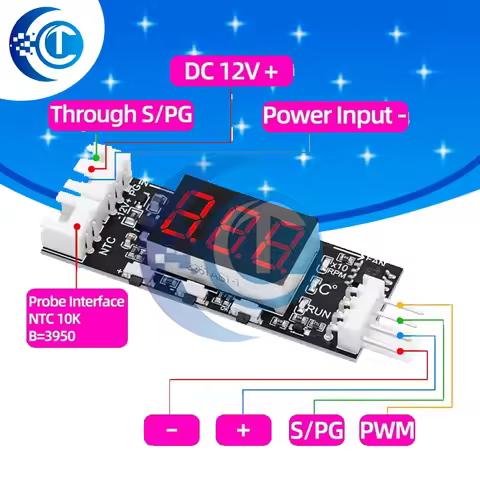 Single 12V 0.8A DC PWM 2-3 Wire Fan Temperature Control Speed Controller Chassis Computer Noise Redu