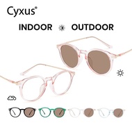 Cyxus Photochromic Lens Glasses (Brown Colour)  Anti - Blue Light  Eyeware UV400  Round Frame Unisex