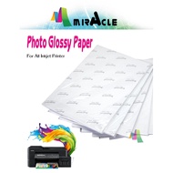 MIRACLE Waterproof Inkjet Photo Paper Glossy Paper Kertas Gambar kilat A4 / 4R size 200 gsm