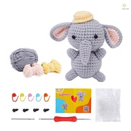 Beginners Crochet Kit Animal Elephant Crochet Starter Kit with Easy Peasy Yarn, Polyester Fiber Fill