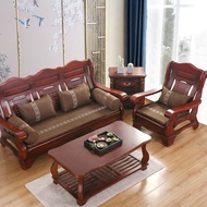35D Wooden Sofa Cushion Four Seasons Anti-Slip Cushion Cotton Linen Style Single Double Triple Solid