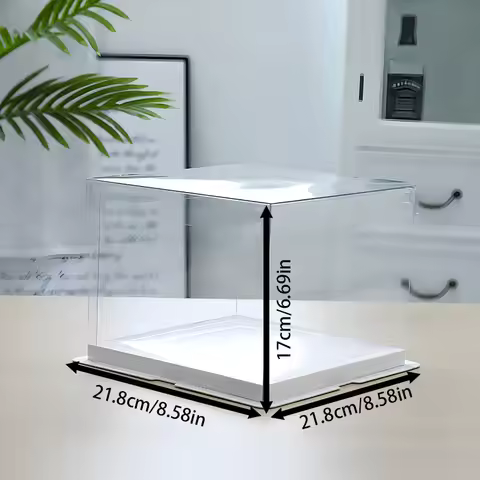 5-Pack Fully Transparent Cake Box, Food-Grade PET, Odorless & Offset Printed, Ideal for Home Baking 