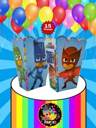 Kit Palomeras de Personajes heroes en pijama pjmasks Cumpleaños Decoración Fiesta Tematica Recuerdo Adorno Bolo Caja Cajita Cartón palomeros palomitas