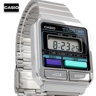 Velashop นาฬิกาข้อมือผู้ชายคาสิโอ ดิจิตอล Casio Vintage Digital Stainless Steel สายสแตนเลส รุ่น A120WE-1ADF, A120WE-1A, A120WE