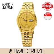 [Time Cruze] Seiko 5 Automatic SNXC50J5 Japan Made Gold Pattern Dial Jubilee Strap Men Watch