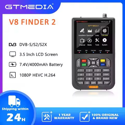 GTMEDIA V8 Finder2 Satellite Signal Finder Meter DVB-S/S2/S2X 3.5" LCD 1080P H.264 Type-C with Carry