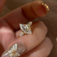 Luxury High-End Elegant Large Marquise Moissanite Ring Fashion Versatile Moissanite Engagement Women