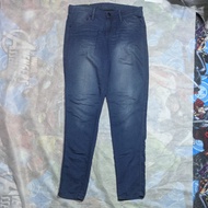 Celana Panjang Soft Jeans Lee Blue Washed Fading Skinny Original