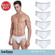 Sanremo Brief Seamless (5 ตัว) กางเกงในชาย ไร้ตะเข็บ แซนรีโม เนื้อผ้านุ่ม เบา กระชับ ใส่สบาย สีขาว N