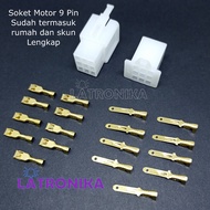 Small 9 Pin Motorcycle Socket + CompleteSkun 9Pin Socket with 9P Cable Connector