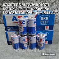(Paket isi 24pcs) BATERAI ABC R14 | BATERAI TANGGUNG ABC BIRU R14 SIZE C | BATREI ABC | BATRE ABC | 
