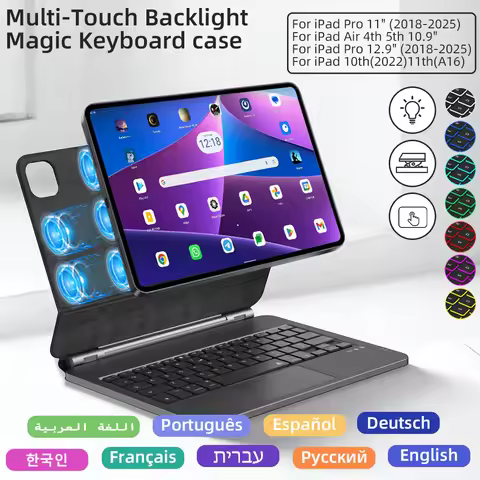 New 2025 Magic Keyboard With iPad Case for iPad Pro 11 12.9 Air 4 5 for iPad 10th Gen Pro 12.9 Backl