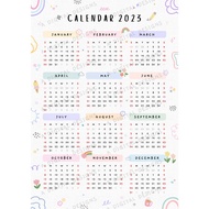[Calendar 2023] Aesthetic, Cute & Simple Wall Calendar | Kalendar Dinding | For Cafes, Living Room, 