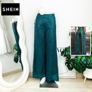 Size XL New Shein Brand Authentic 1 Pants Wide Legs High Waist Shiny Scales Work Green Wear To Event
