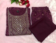 ชุดเซ็ทนำเข้าจากอินเดีย 3ชิ้นเสื้อกางเกง ผ้าคลุม Women  Kurta with Trousers &amp; With Dupatta