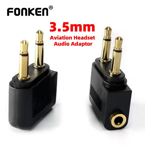 Fonken Audio Adapter 3.5mm Plug Jack Airline Airplane Earphone Headphone Audio Adapter for Airplane 