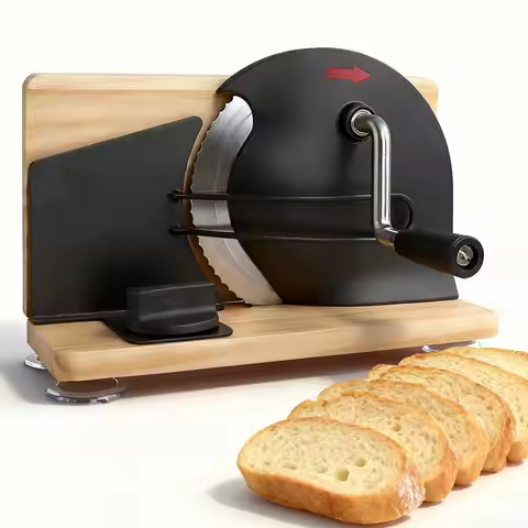 Manual Bread Cutter, Adjustable Thickness, Stainless Steel Blade, Hand Crank, Bakery Supplies Bread 
