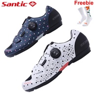 Santic รองเท้าปั่นจักรยานผู้หญิงรองเท้าสตั๊ดระบายอากาศแบบไม่ล็อคด้วย PU แบบไม่ล็อครองเท้าผ้าใบสำหรับจักรยานสำหรับจักรยาน