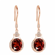 Korean Version Austrian Purple Diamond Red Diamond Crystal Earrings New Style Trendy Influencer Diam