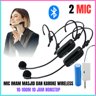 COD Cepat Arael Bando 2 PCS Mic UHF Wireless Microphone Headset Mini Portable Tour Guide / Mic imam
