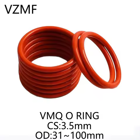 VMQ Red Silicone O-Ring OD 31~100mm Thickness CS 3.5mm Sealing Ring Waterproof & Insulated Gasket Wa