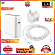 Ready Stock 30W / 61W / 87W Power Adapter Charger USB C Port + FREE 2m  TYPE-C Cable (A1882) Replace